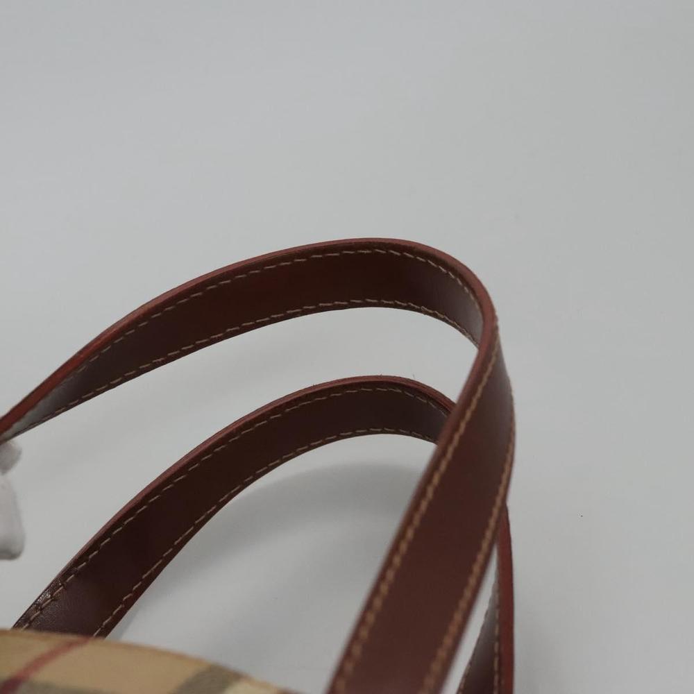 BURBERRY Nova Check Hand Bag PVC Beige Brown gold Auth 110504 - Picture 14 of 16